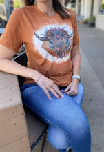 Load image into Gallery viewer, Western Longhorn Skull Bleached Tee
